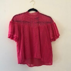 NEVER WORN Aqua Hot Pink Top